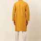 Jompers Men's Mustard Embroiderd Kurta Pajama ( JOKP 671 Mustard )