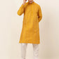 Jompers Men's Mustard Embroiderd Kurta Pajama ( JOKP 671 Mustard )