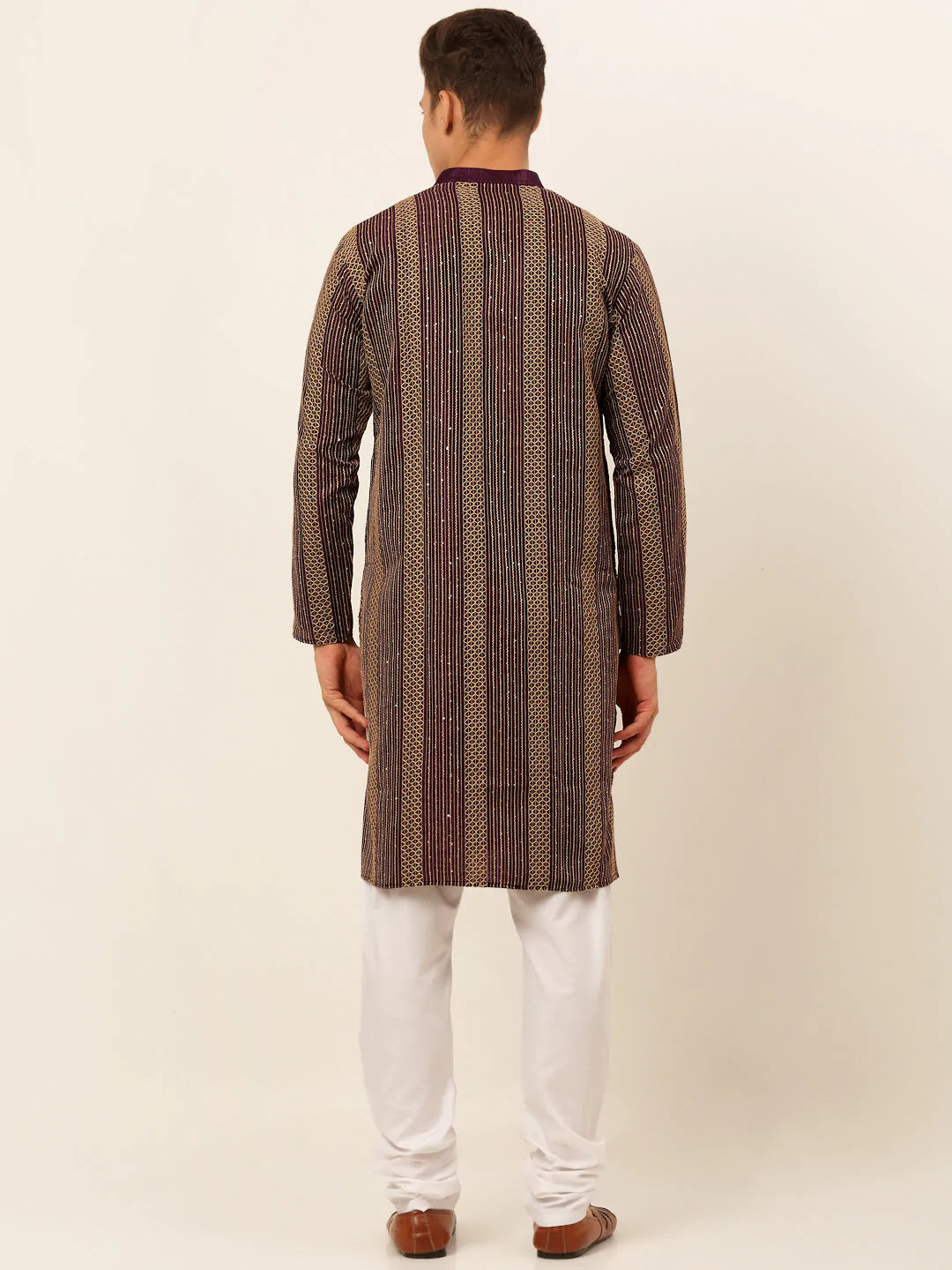 Jompers Men's Purple Embroiderd Kurta Pajama ( JOKP 671 Purple )
