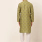Jompers Men's Green Collar Embroidered Woven Design Kurta Pajama ( JOKP 672 Green )