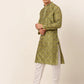 Jompers Men's Green Collar Embroidered Woven Design Kurta Pajama ( JOKP 672 Green )