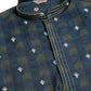 Jompers Men's Navy Blue Collar Embroidered Woven Design Kurta Pajama ( JOKP 672 Navy )