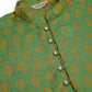 Jompers Men's Green and Golden Woven Design Kurta Pajama ( JOKP 674 Green )