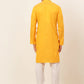 Jompers Men's Mustard Woven Design Kurta Pajama ( JOKP 675 Mustard )
