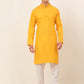 Jompers Men's Mustard Woven Design Kurta Pajama ( JOKP 675 Mustard )