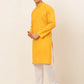 Jompers Men's Mustard Woven Design Kurta Pajama ( JOKP 675 Mustard )