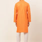 Jompers Men's Orange Woven Design Kurta Pajama ( JOKP 675 Orange )