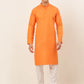 Jompers Men's Orange Woven Design Kurta Pajama ( JOKP 675 Orange )