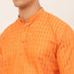 Jompers Men's Orange Woven Design Kurta Pajama ( JOKP 675 Orange )