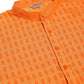 Jompers Men's Orange Woven Design Kurta Pajama ( JOKP 675 Orange )