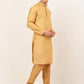 Jompers Men's Golden Embroidered Kurta Payjama Sets ( JOKP 676 Golden )