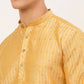 Jompers Men's Golden Embroidered Kurta Payjama Sets ( JOKP 676 Golden )