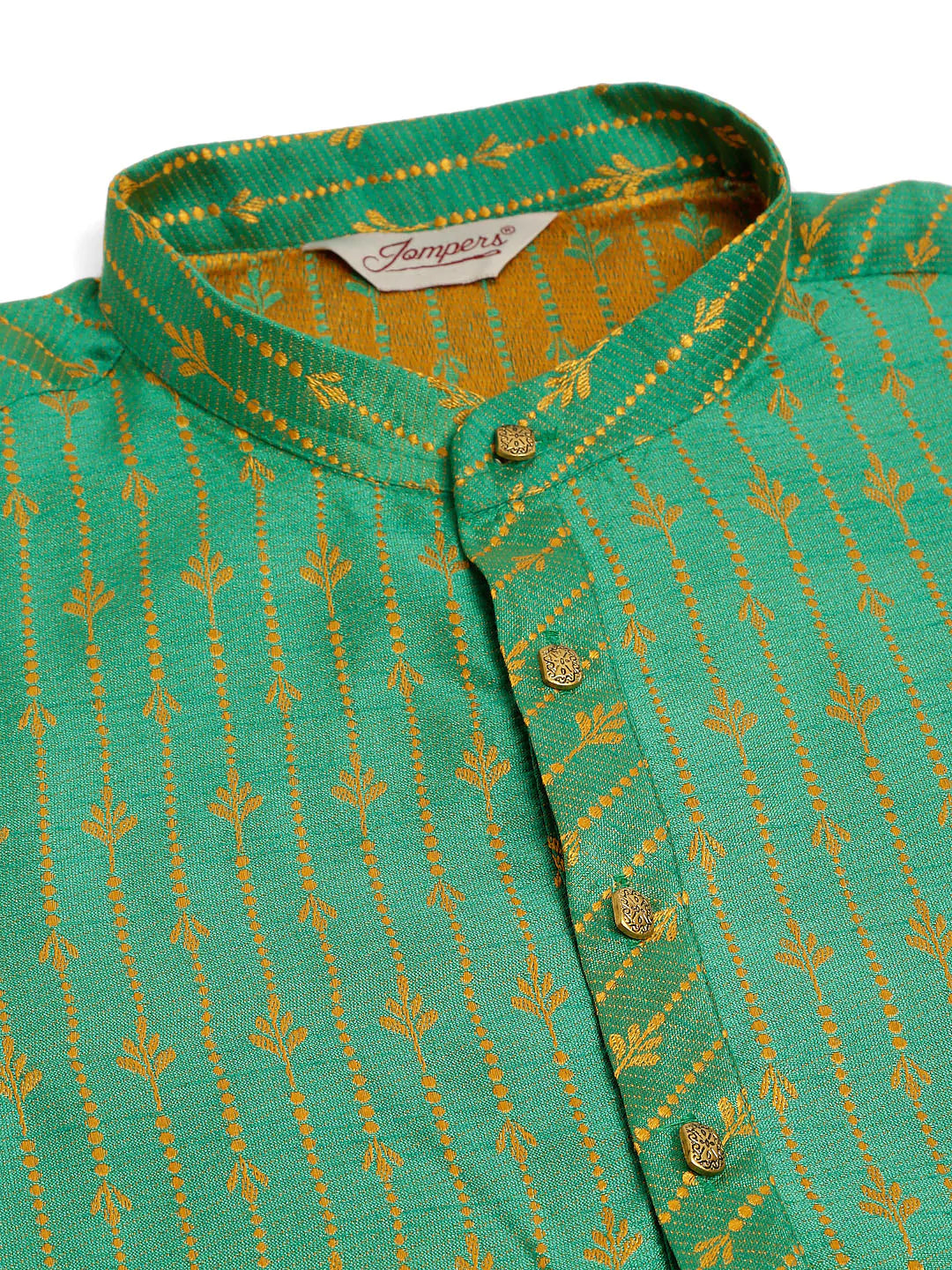 Jompers Men's Green Embroidered Kurta Payjama Sets ( JOKP 676 Green )