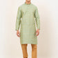 Jompers Men's Lime Green Embroidered Kurta Payjama Sets ( JOKP 676 Lime )