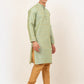 Jompers Men's Lime Green Embroidered Kurta Payjama Sets ( JOKP 676 Lime )