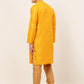 Jompers Men's Mustard Embroidered Kurta Payjama Sets ( JOKP 676 Mustard )