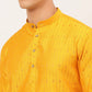 Jompers Men's Mustard Embroidered Kurta Payjama Sets ( JOKP 676 Mustard )