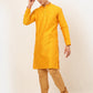 Jompers Men's Mustard Embroidered Kurta Payjama Sets ( JOKP 676 Mustard )