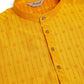 Jompers Men's Mustard Embroidered Kurta Payjama Sets ( JOKP 676 Mustard )