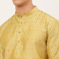 Jompers Men's Yellow Embroidered Kurta Payjama Sets ( JOKP 676 Yellow )