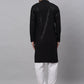 Men Black Chikankari Embroidered and Sequence Kurta with Churidar ( JOKP 678 Black )