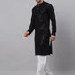 Men Black Chikankari Embroidered and Sequence Kurta with Churidar ( JOKP 678 Black )