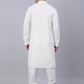 Men White Chikankari Embroidered and Sequence Kurta with Churidar ( JOKP 678 White )