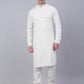 Men White Chikankari Embroidered and Sequence Kurta with Churidar ( JOKP 678 White )