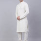 Men White Chikankari Embroidered and Sequence Kurta with Churidar ( JOKP 678 White )