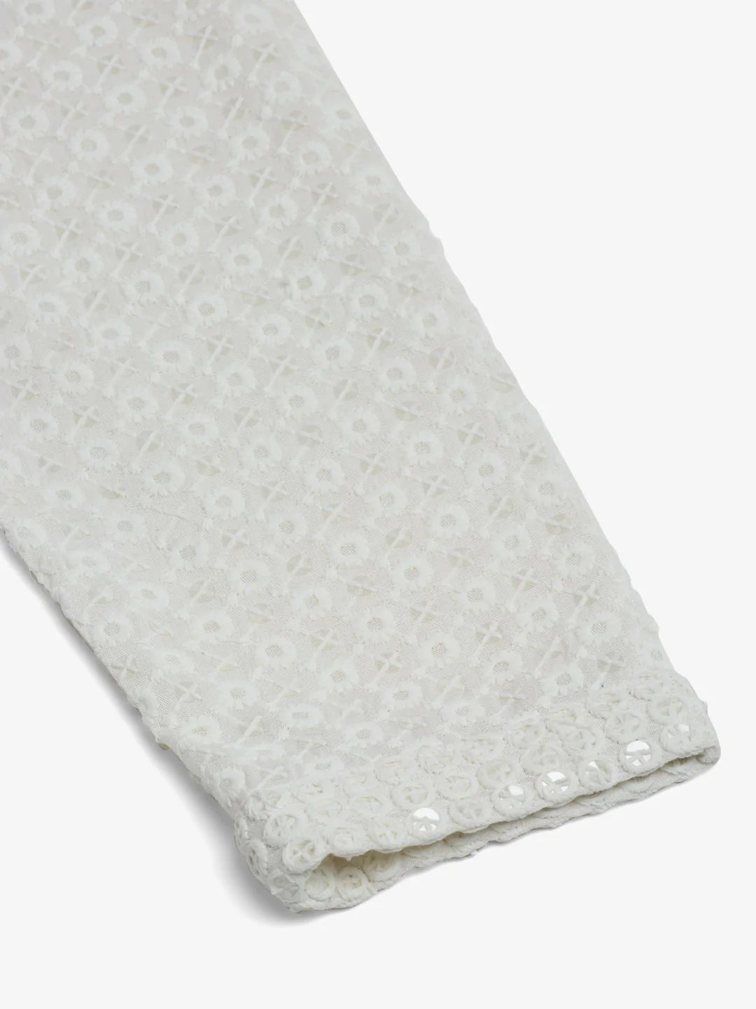 Men White Chikankari Embroidered and Sequence Kurta with Churidar ( JOKP 678 White )