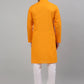 Men's Mustard Cotton Striped Kurta Payjama Sets