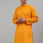 Men's Mustard Cotton Striped Kurta Payjama Sets