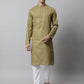 Jompers Men's Olive Green Cotton Striped Kurta Payjama Sets ( JOKP 679Olive )