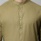 Jompers Men's Olive Green Cotton Striped Kurta Payjama Sets ( JOKP 679Olive )