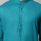Jompers Men's Teal Blue Cotton Striped Kurta Payjama Sets ( JOKP 679Teal )