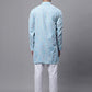 Men's Sky Blue and Multi Coloured Embroidered Straight Kurta Pyjama Set