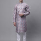 Men's Blue Digital Printed Kurta Pyjama Set