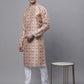 Men's Peach Digital Printed Kurta Pyjama Set