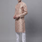 Men's Peach Digital Printed Kurta Pyjama Set
