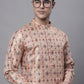 Men's Peach Digital Printed Kurta Pyjama Set