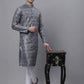 Men's Silver Digital Printed Kurta Pyjama Set