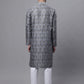 Men's Silver Digital Printed Kurta Pyjama Set