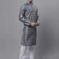 Men's Silver Digital Printed Kurta Pyjama Set