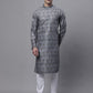 Men's Silver Digital Printed Kurta Pyjama Set