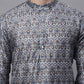 Men's Silver Digital Printed Kurta Pyjama Set