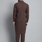 Men's Coffee Brown Cotton Solid Pathani Kurta with Salwar