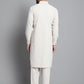 Men's Cream Cotton Solid Pathani Kurta with Salwar