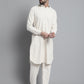Men's Cream Cotton Solid Pathani Kurta with Salwar