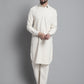 Men's Cream Cotton Solid Pathani Kurta with Salwar