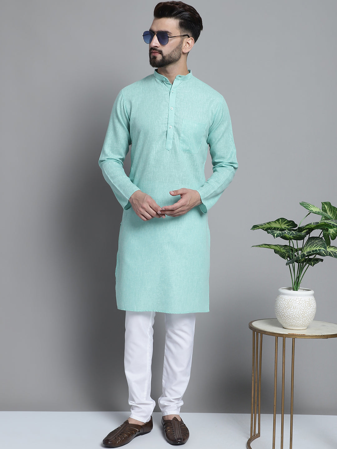 Men's Solid Pure Cotton Kurta With Pyjamas